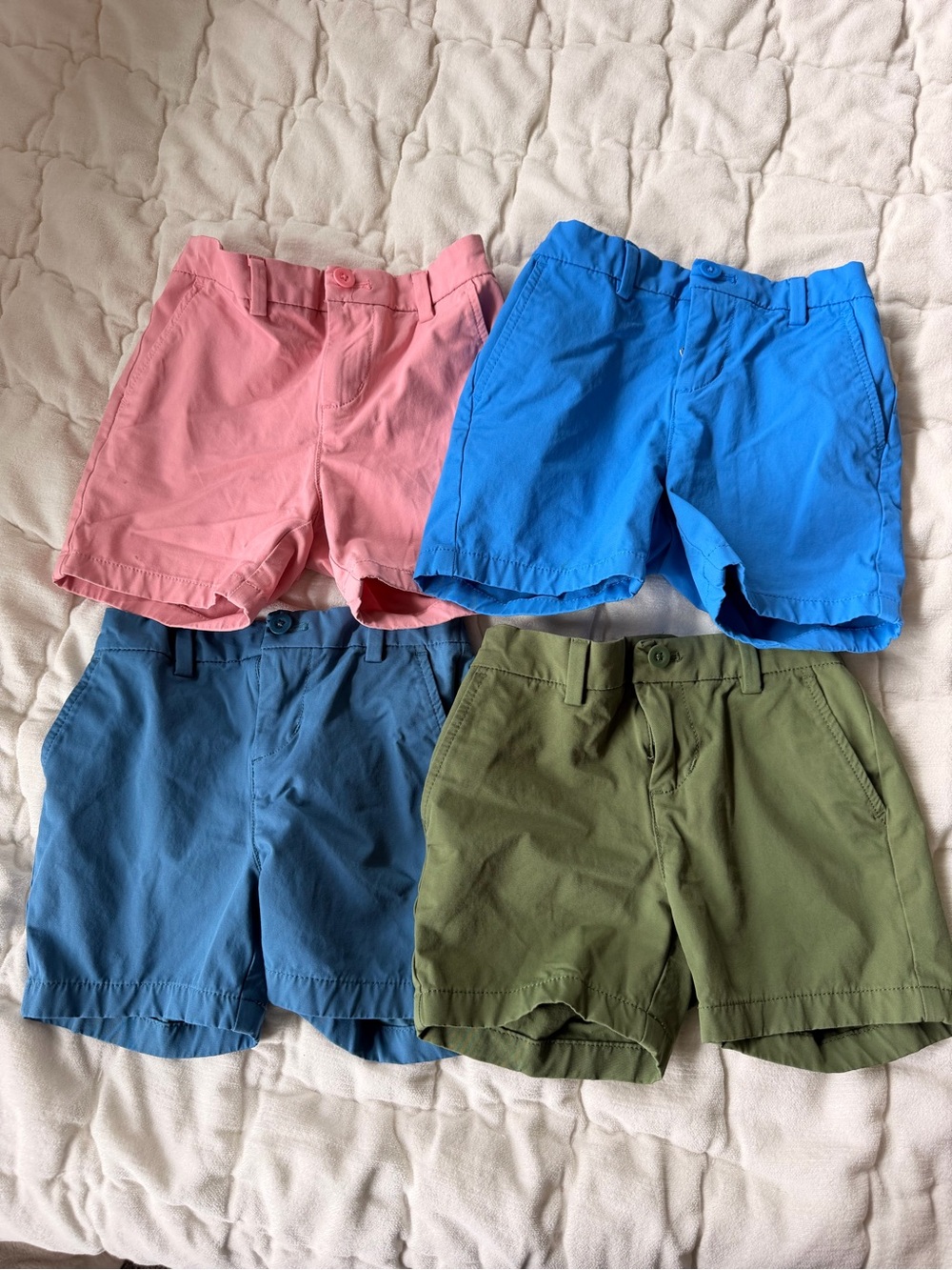 Vineyard Vines Kids Four-Pack Cotton Shorts — Pink, Blue, Olive, Teal